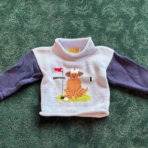Charming Dog Golf Kids Sweater - Blue and White